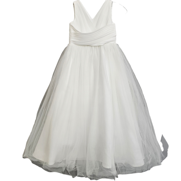 Nwot Girls Treasure White Chiffon/Tulle Full Skirt Sleeveless Flower Girl Gown - Picture 16 of 16